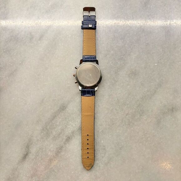 SHSHD Croc Embossed PU Leather Military Quartz Analogue Wristwatch Blue OS - Picture 4 of 4